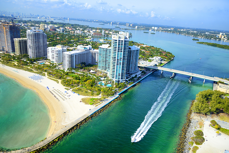 Biscayne Bay, Miami Beach. Aerial View